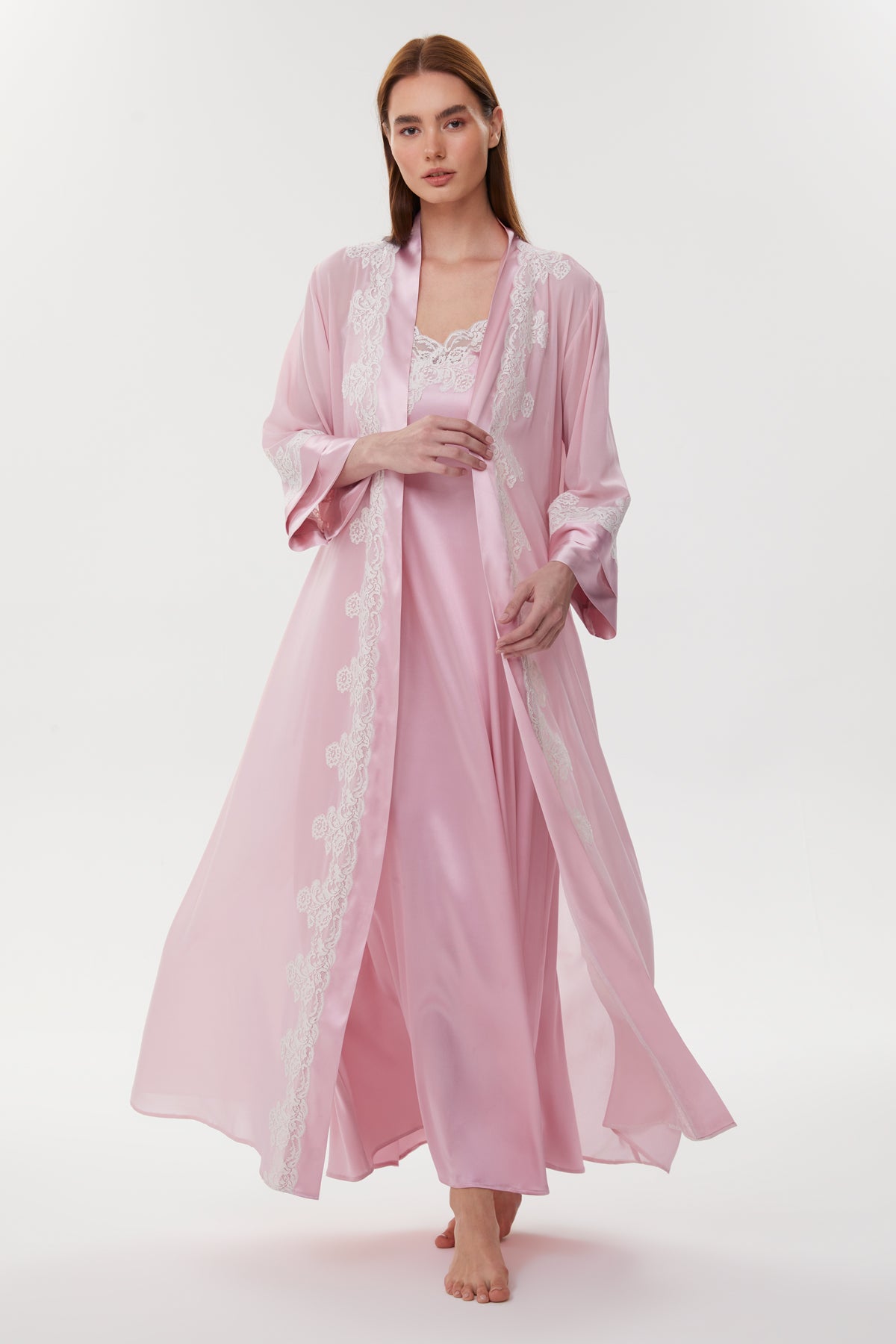 Regina Ballet Pink Pure Silk Nightgown Set