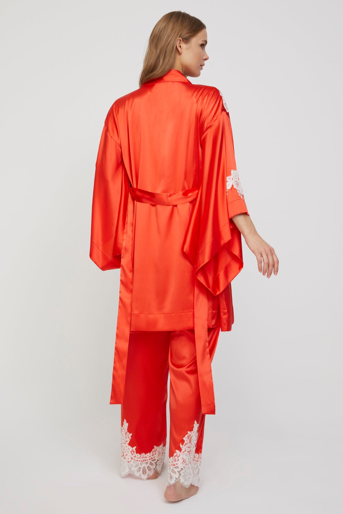 Amore Sunset Coral Pure Silk Pajama Set