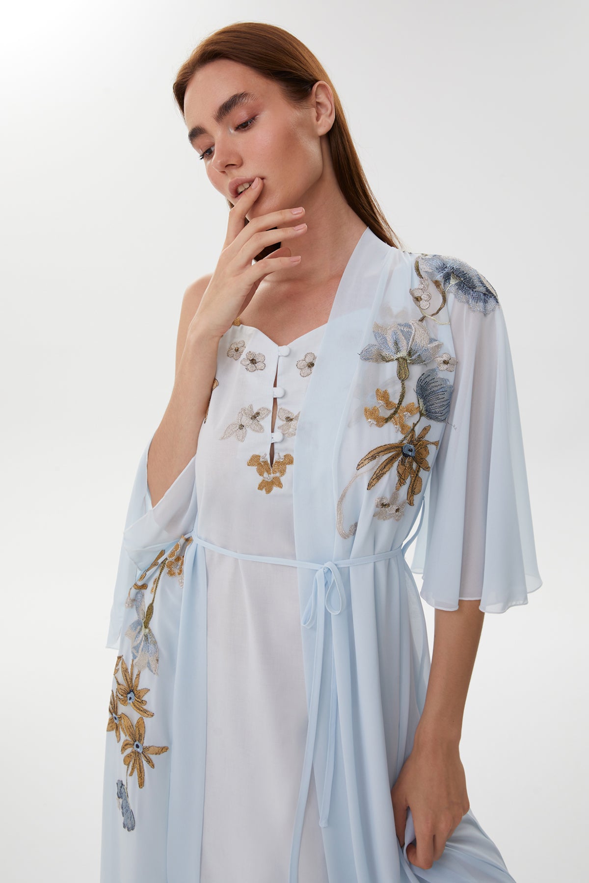 Allison Powder Blue Maternity Nightgown & Chiffon Robe