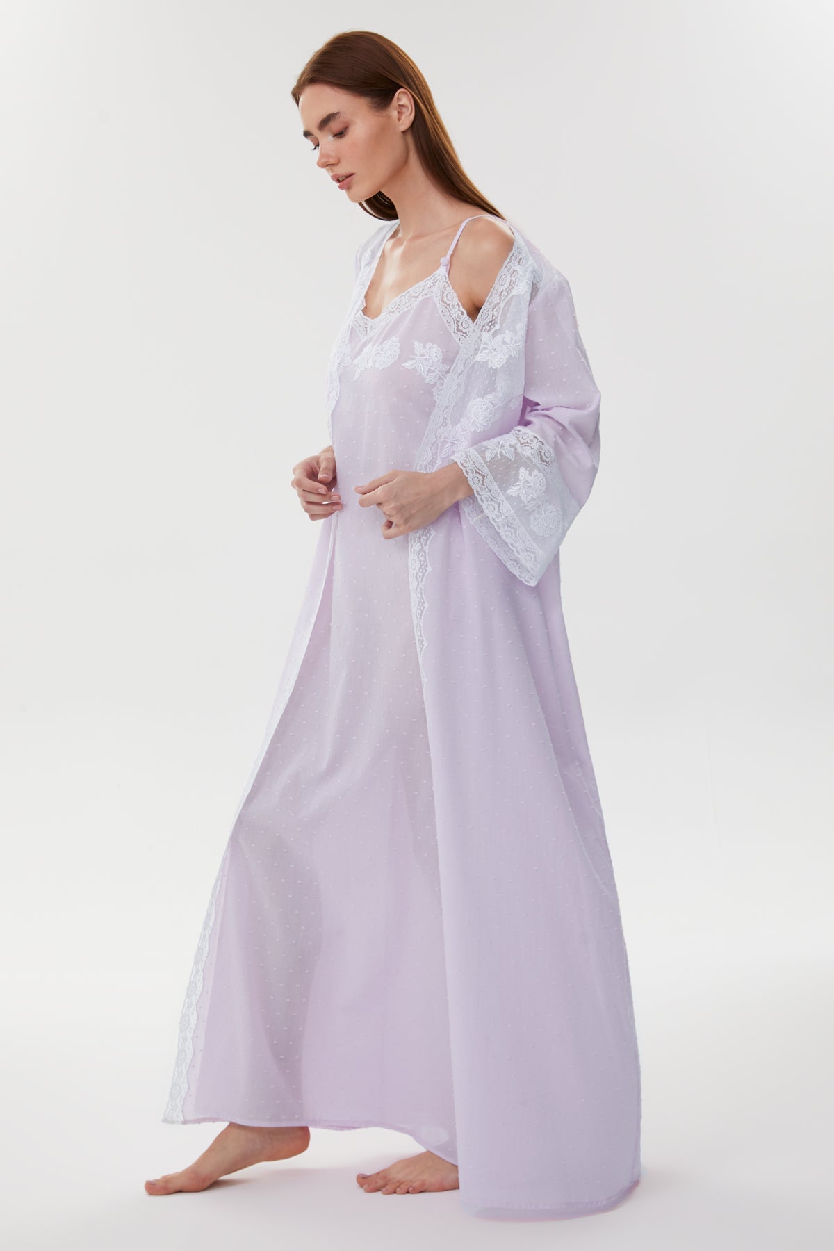 Clarice Cotton Voile Nightgown & Robe Set
