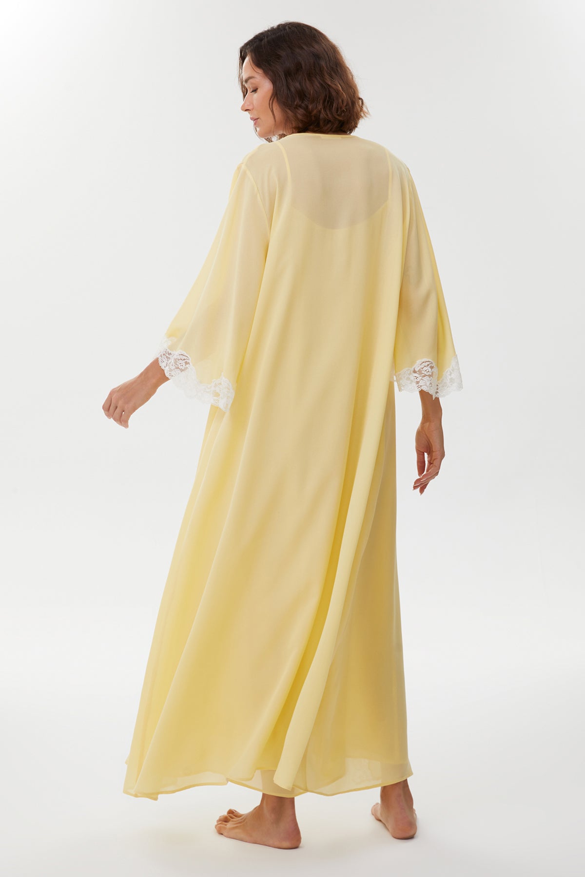 Esta Buttercream Silk Georgette Robe Set
