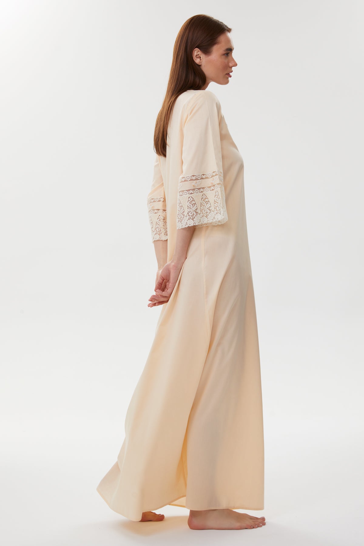 Berthe Peach Melon Cotton Satin Nightgown
