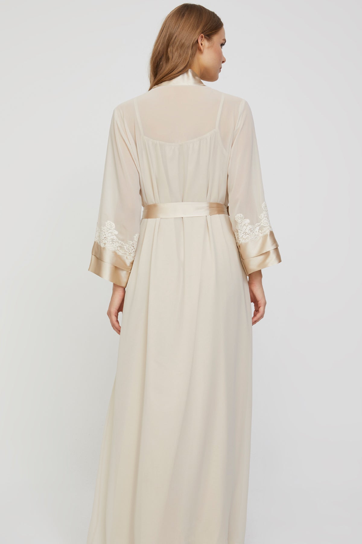 Regina Champagne Beige Pure Silk Nightgown Set