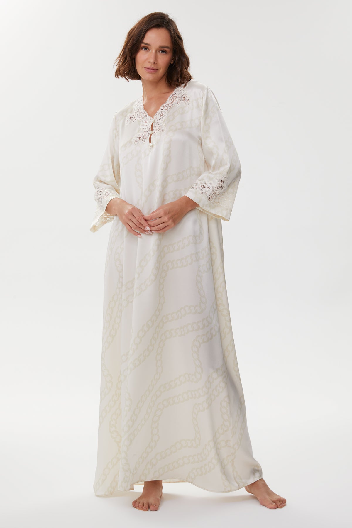 Belda Ivory Chain Silk Nightgown