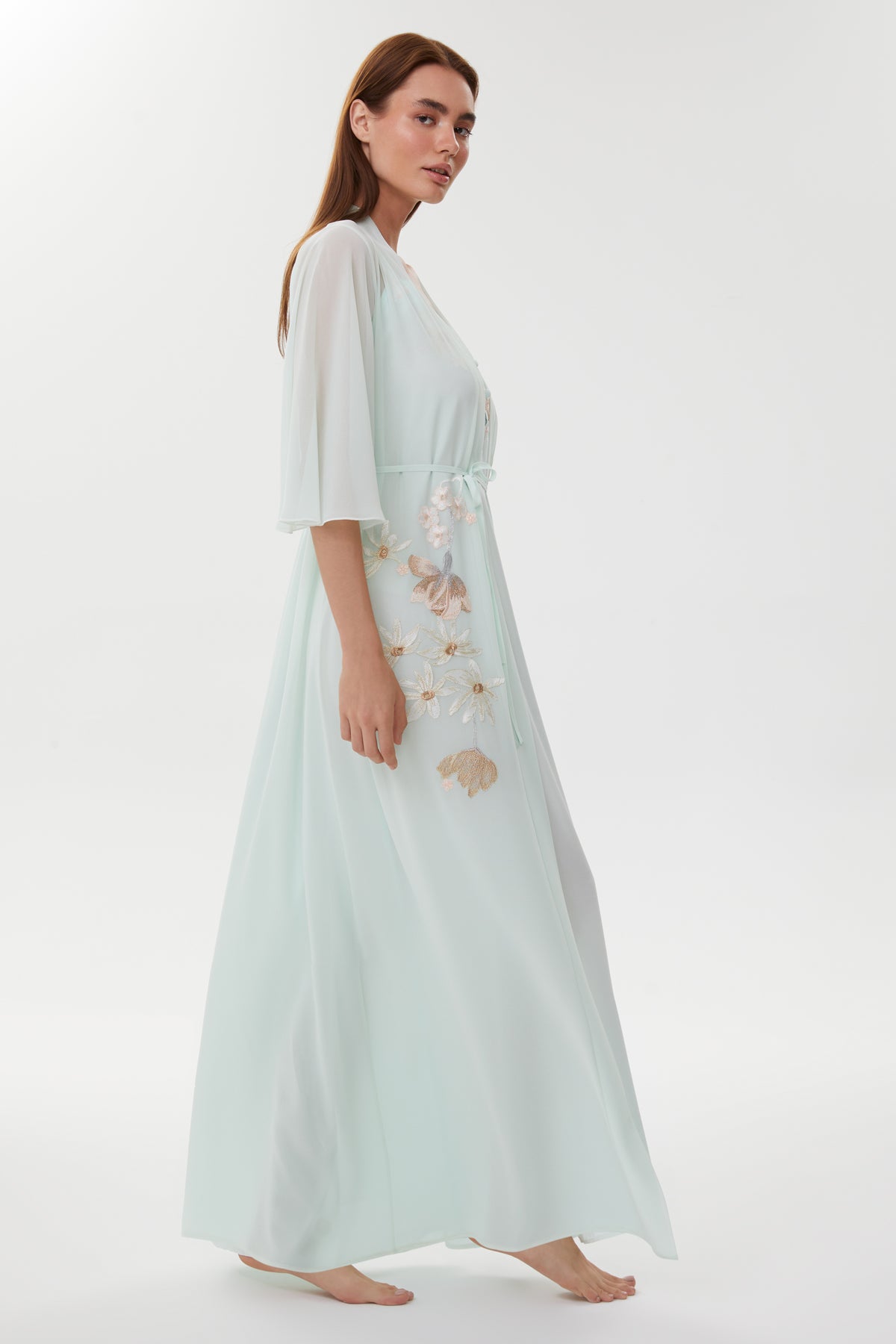 Allison Mint Cotton Voile Nightgown & Chiffon Robe