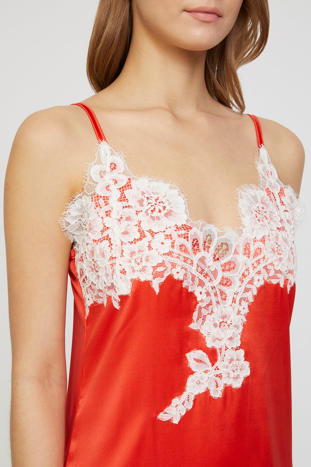 Amore Sunset Coral Silk Nightie with Kimono