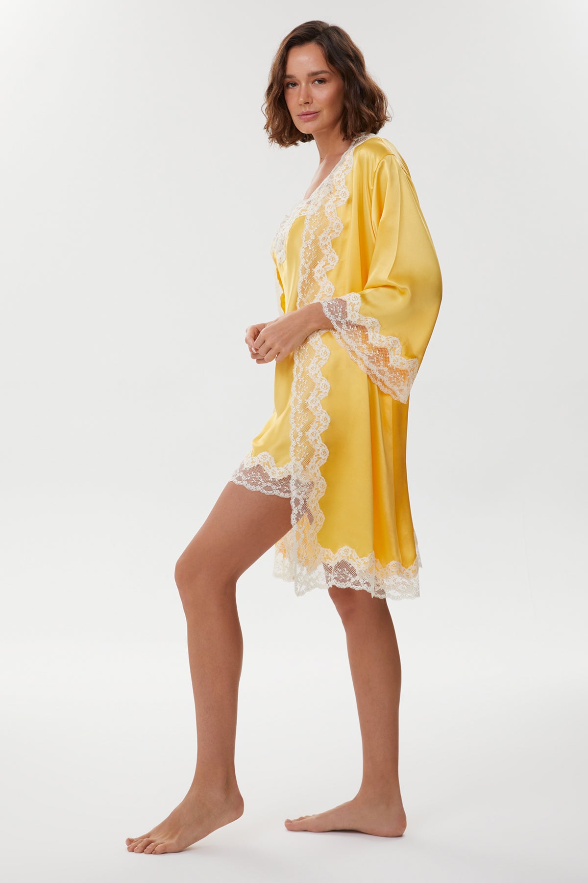 Alise Golden Butter Pure Silk Nightie with Robe