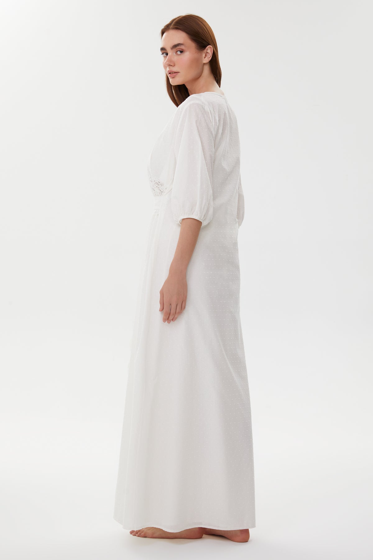 Daisi Dotted Cotton Voile Nightgown & Robe