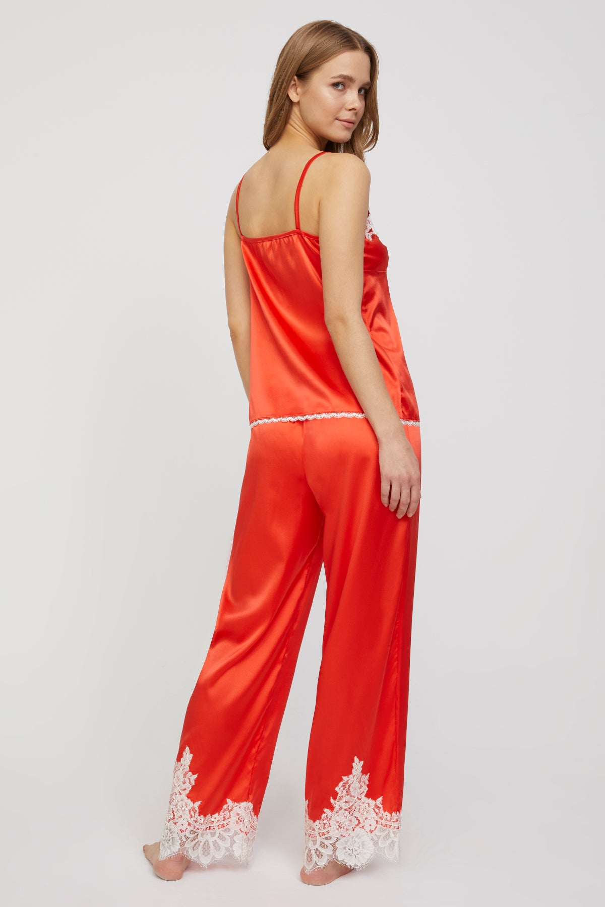 Amore Sunset Coral Pure Silk Pajama Set