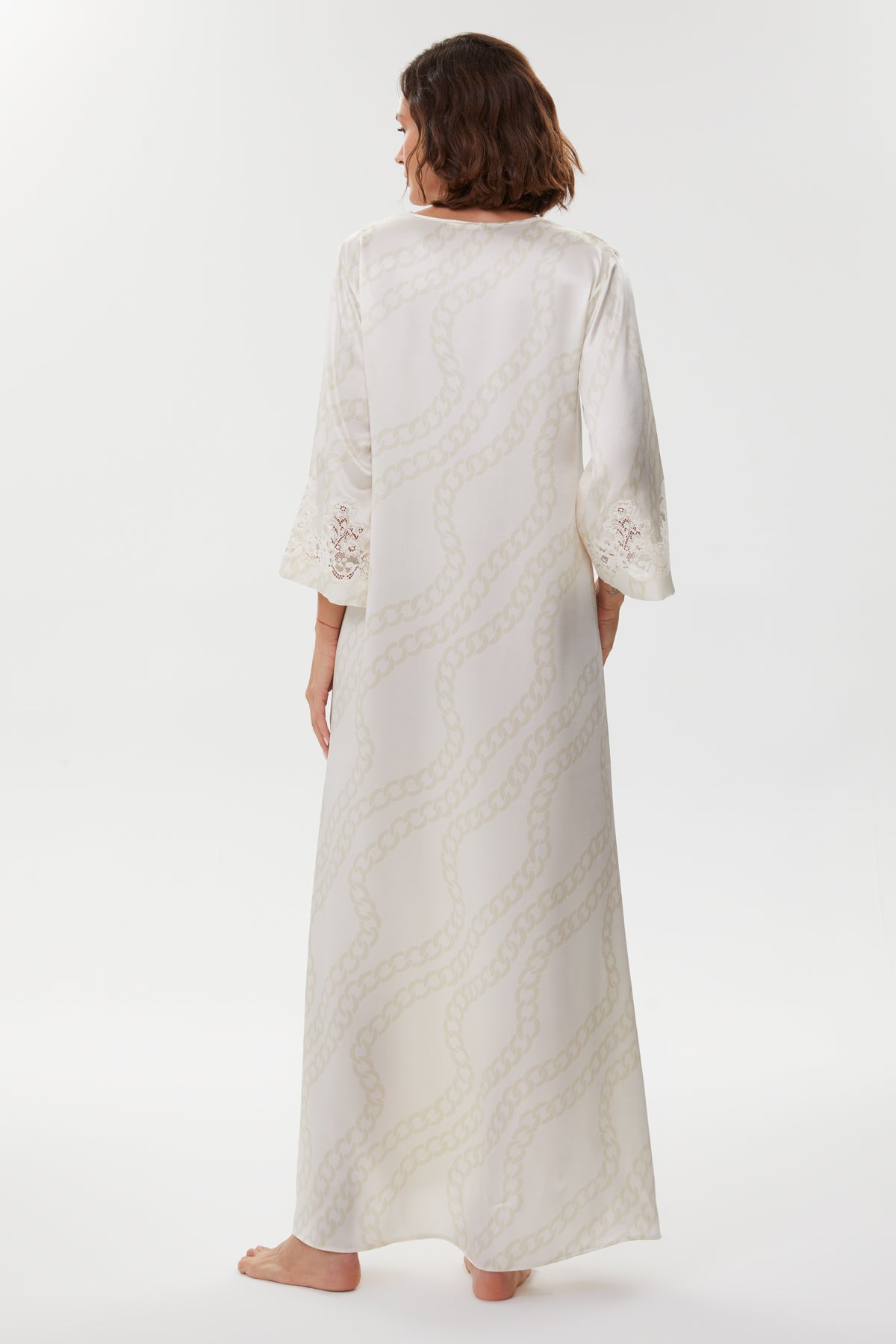 Belda Ivory Chain Silk Nightgown
