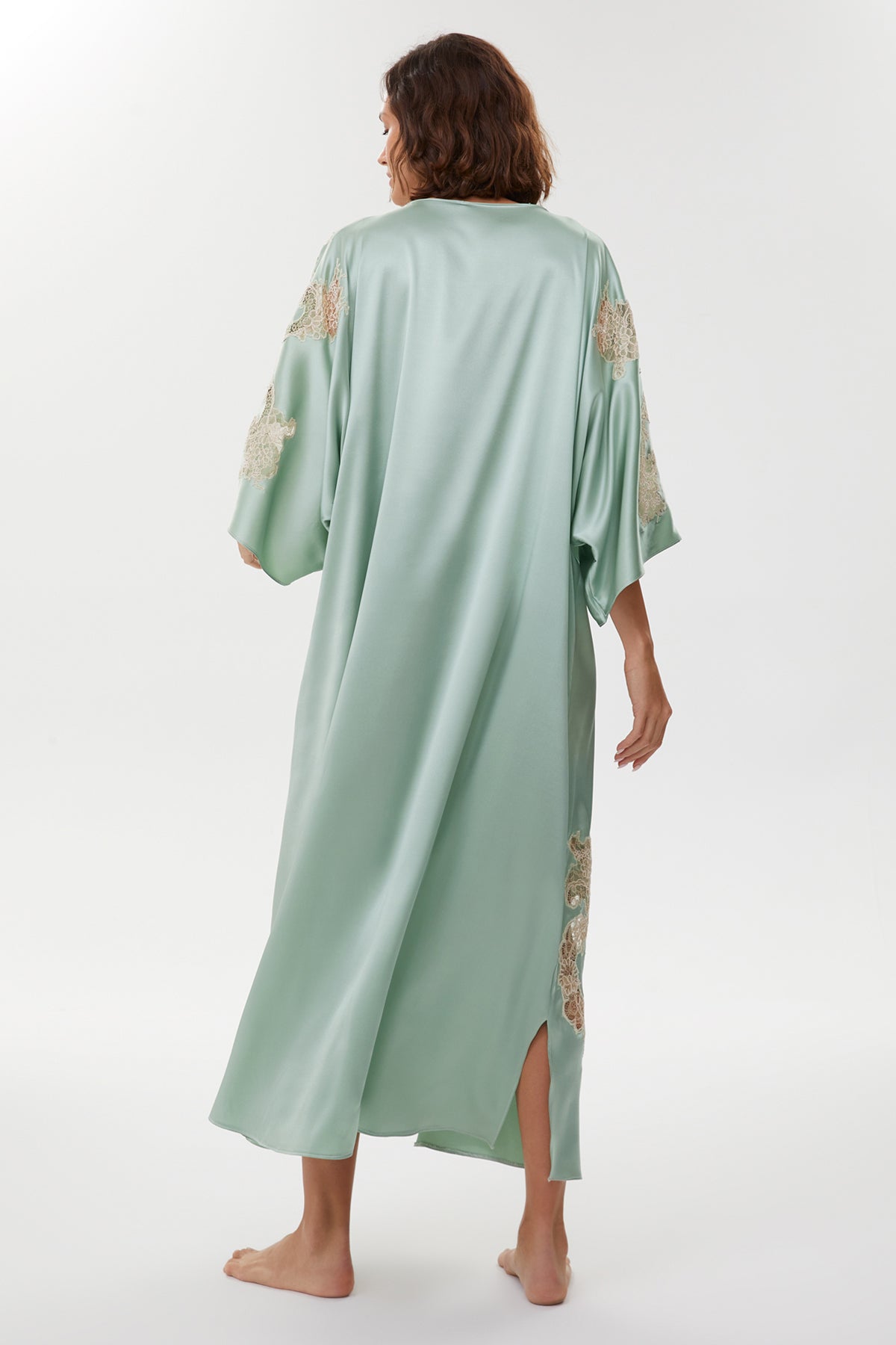 Anais Celadon Silk Kaftan Nightgown