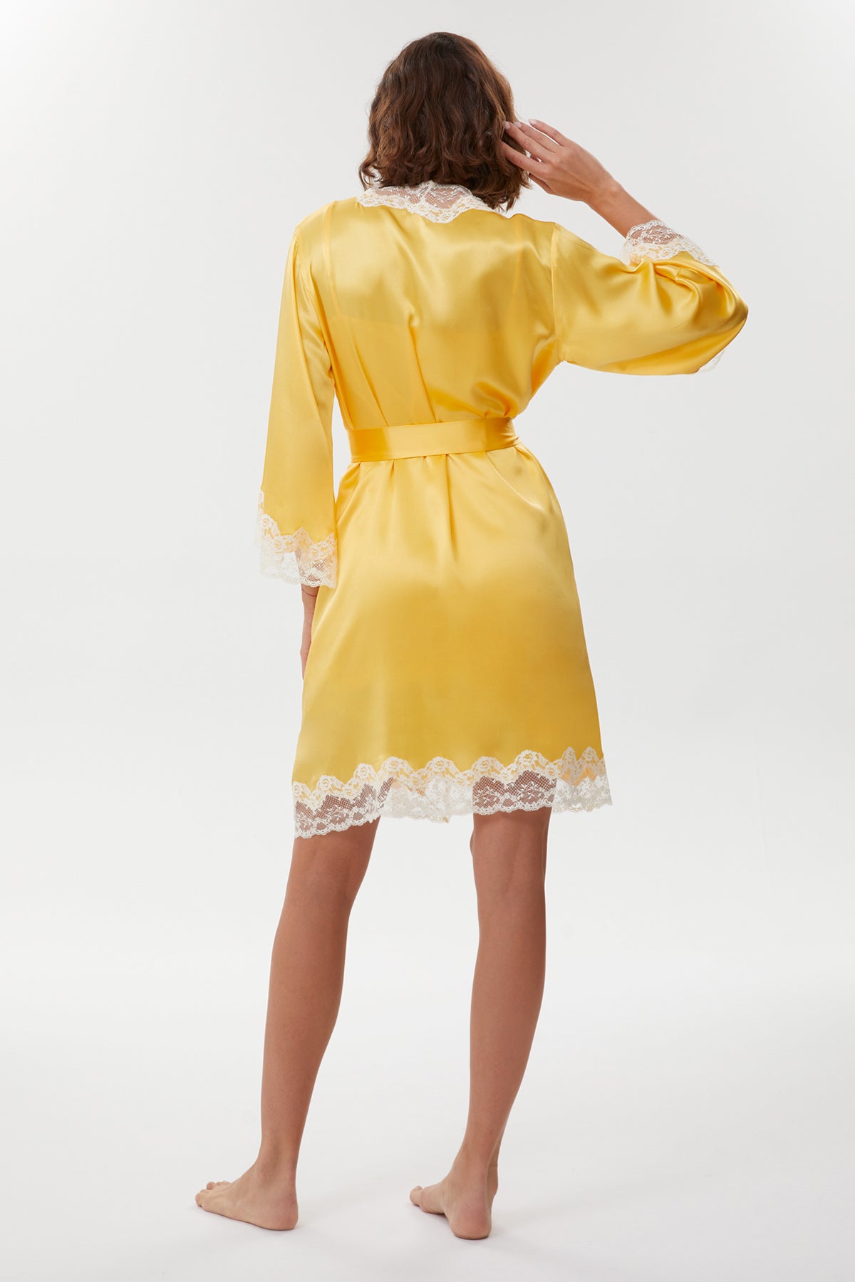 Alise Golden Butter Pure Silk Nightie with Robe