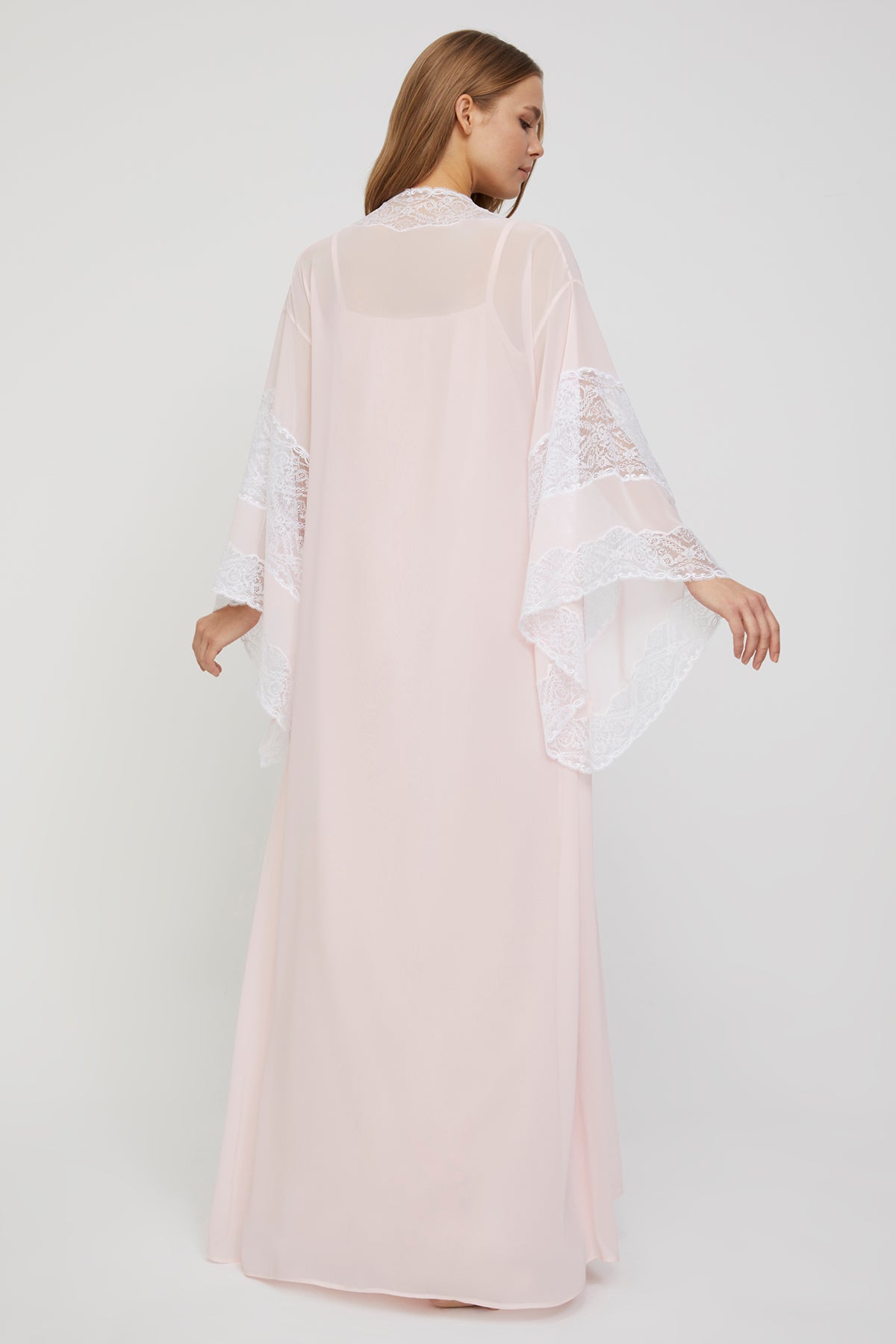 Viviane Rose Water Cotton-Voile Nightgown and Chiffon Kimono Robe
