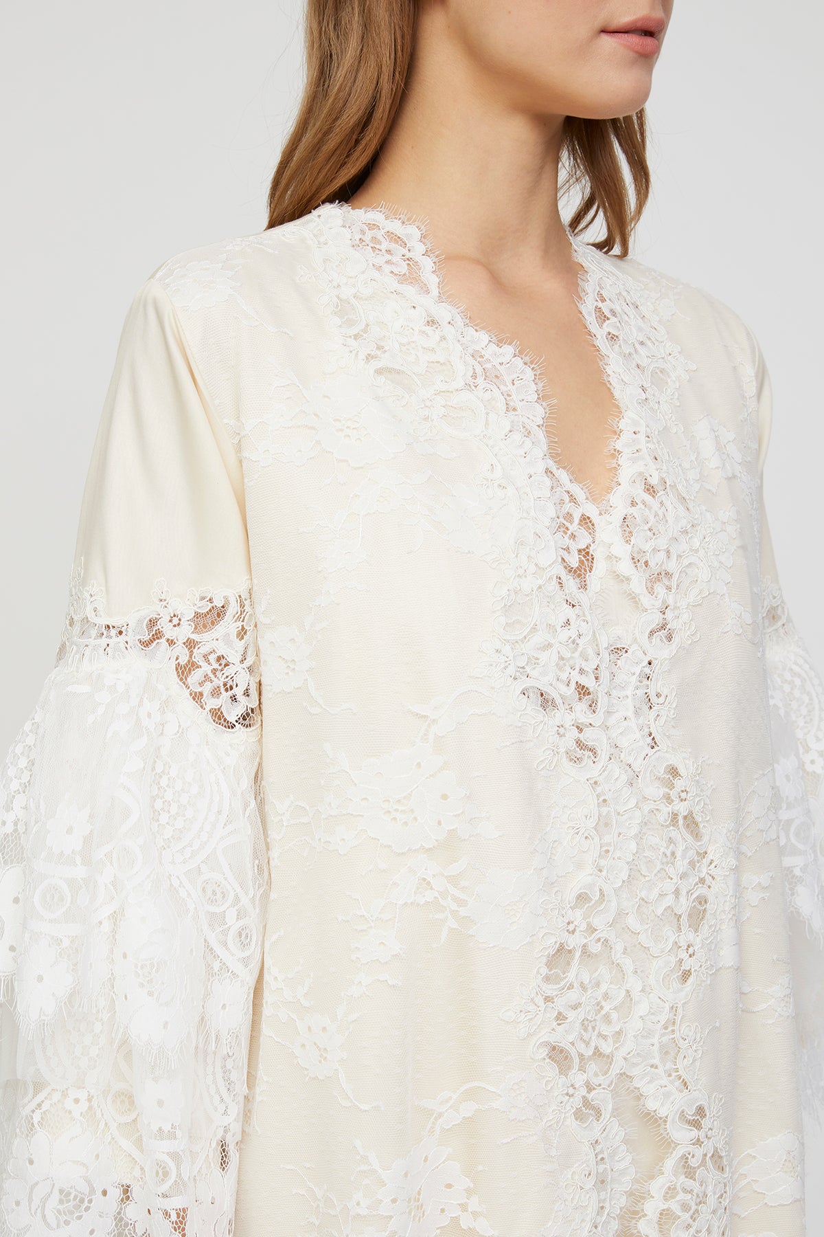 Estee Warm Ivory Cotton Satin Nightgown & Robe