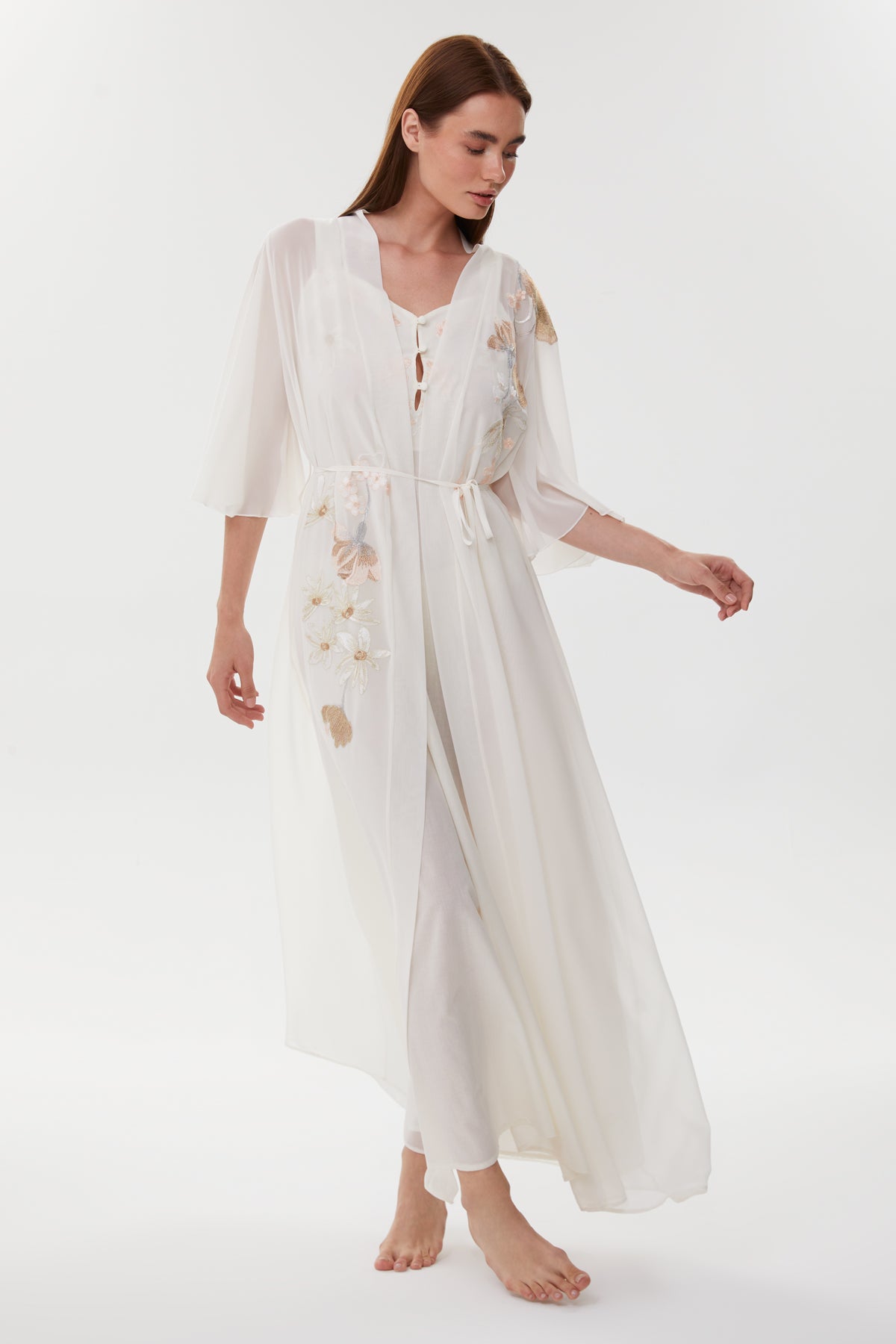 Allison Ecru Maternity Nightgown & Chiffon Robe