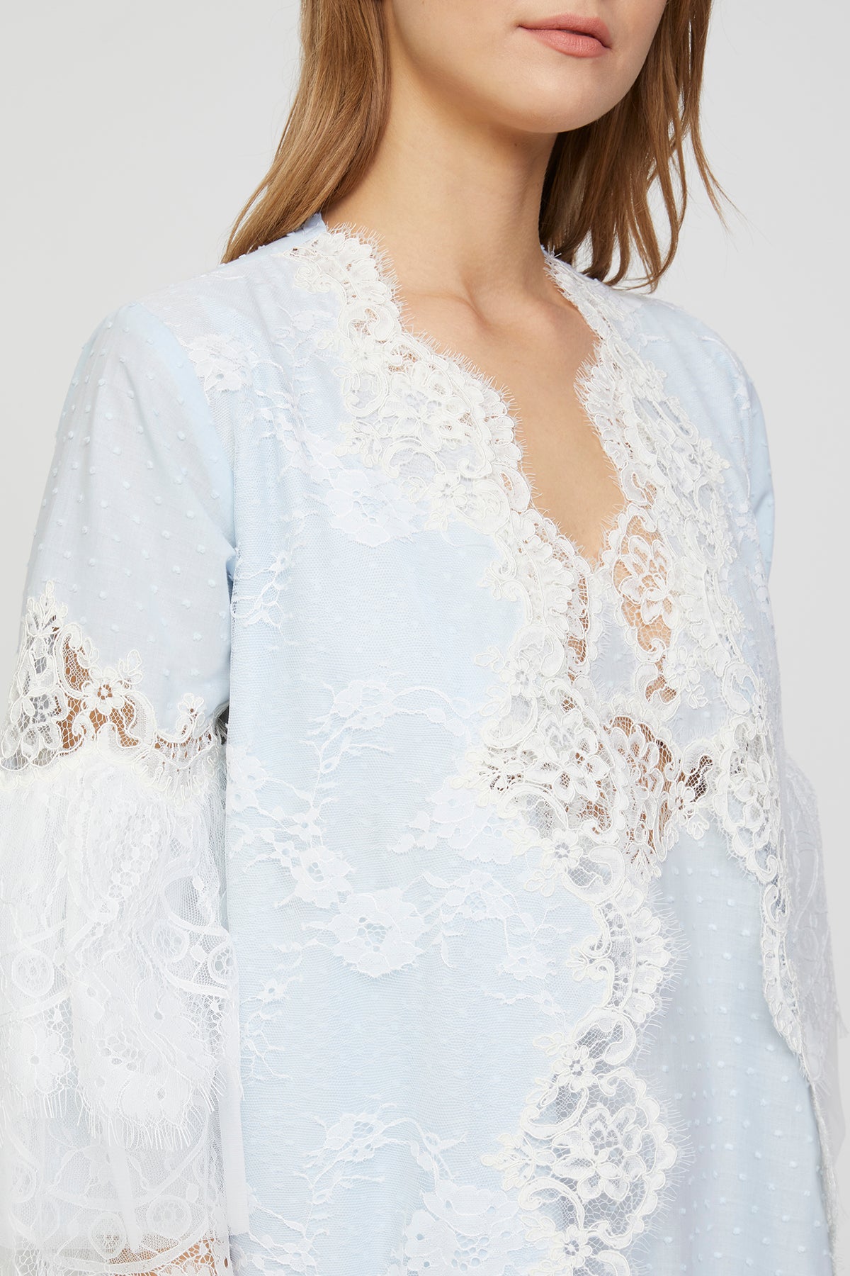 Estee Soft Blue Dotted Nightgown and Robe