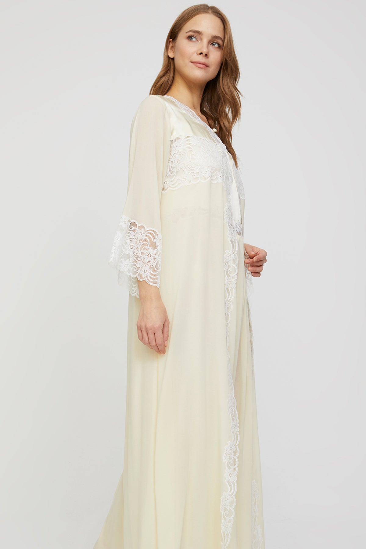 Belinda Soft Buttercream Silk Nightgown & Robe