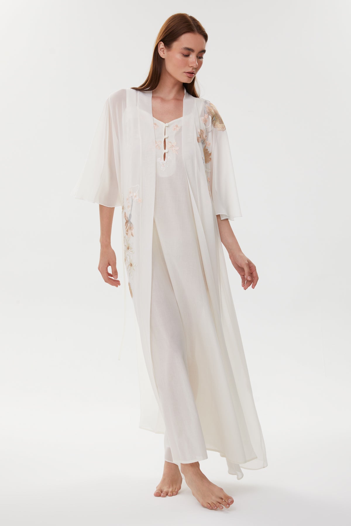 Allison Ecru Maternity Nightgown & Chiffon Robe