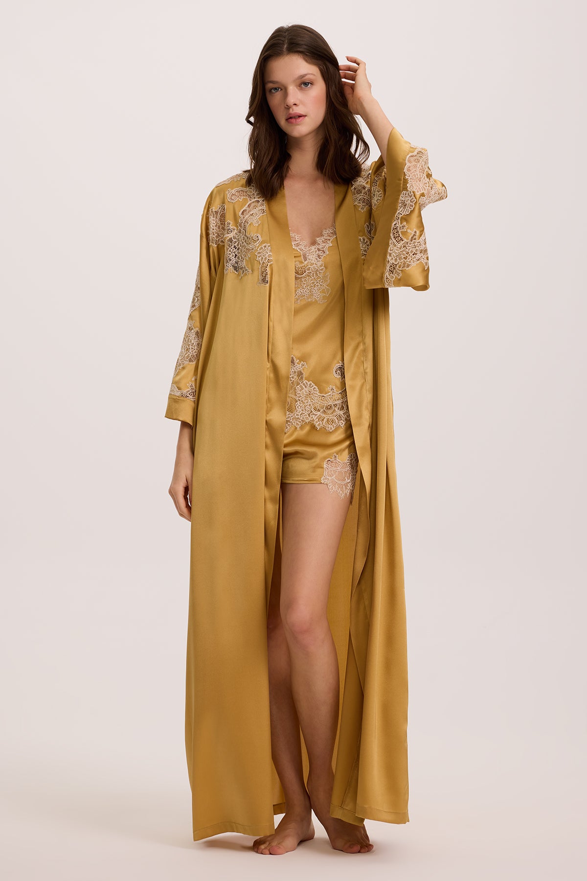 Aurelian Silk Camisole&Shorts and Long Robe 
