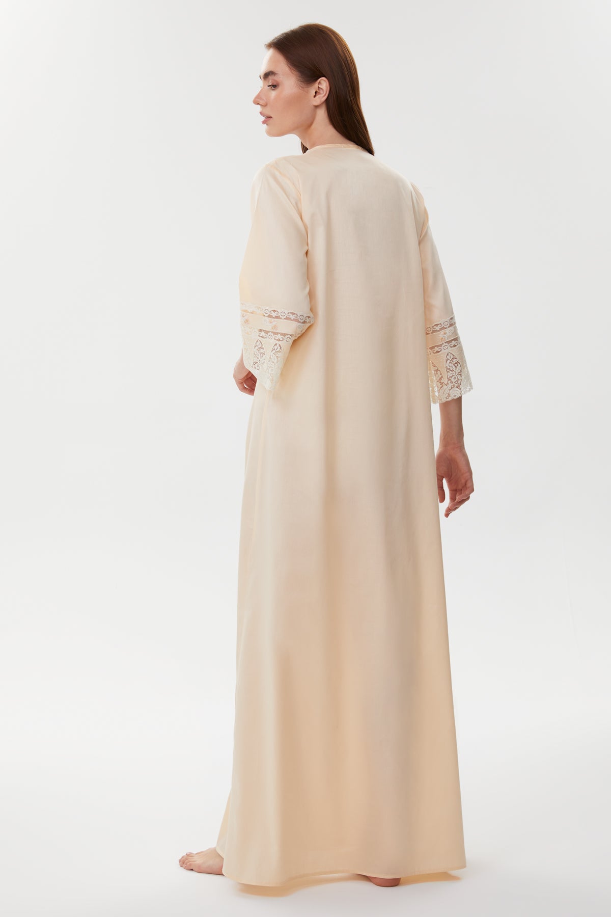 Berthe Peach Melon Cotton Satin Nightgown